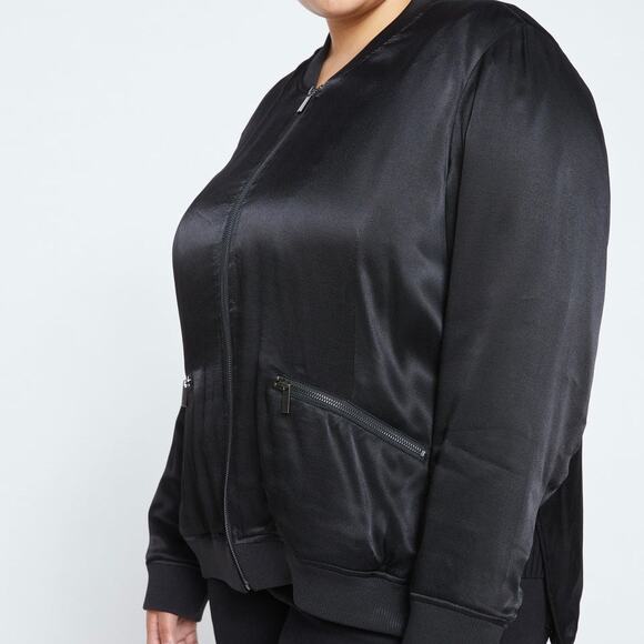 Universal Standard Satin Bomber Jacket - Black - S (14-16) - Picture 10 of 16
